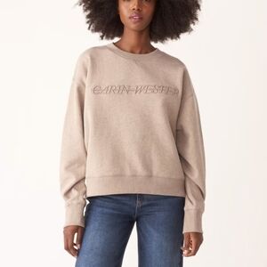 Carin Wester Salina Logo Crew Neck Sweatshirt Neutral Beige